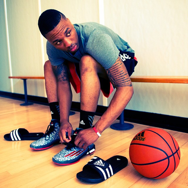 Damian Lillard wearing adidas Crazylight Boost Dame