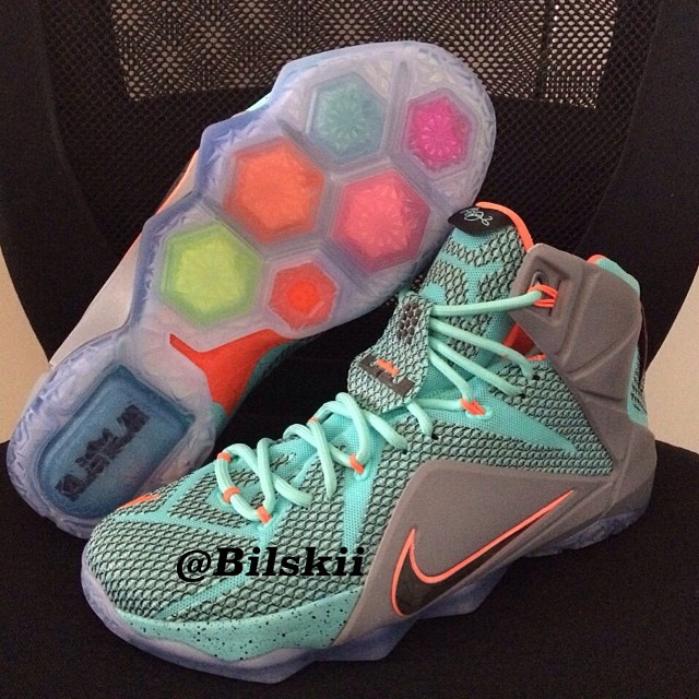 Nike LeBron XII 12 Teal/Grey-Orange Sample (2)