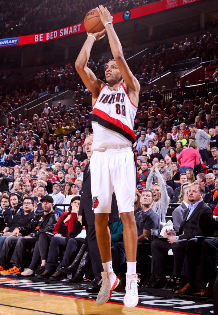 Nicolas Batum wearing adidas adizero Crazy Light 2