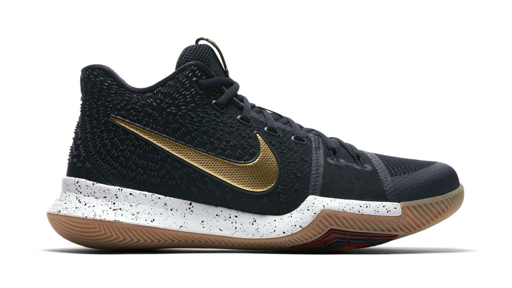 kyrie 3 shoes black and gold