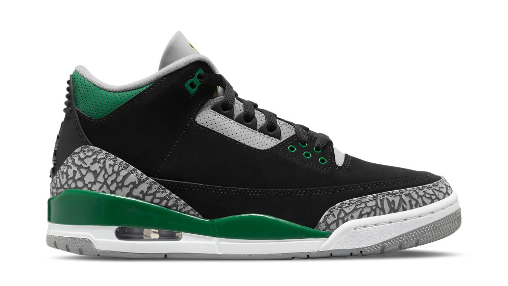 jordan retro 3 gray and green