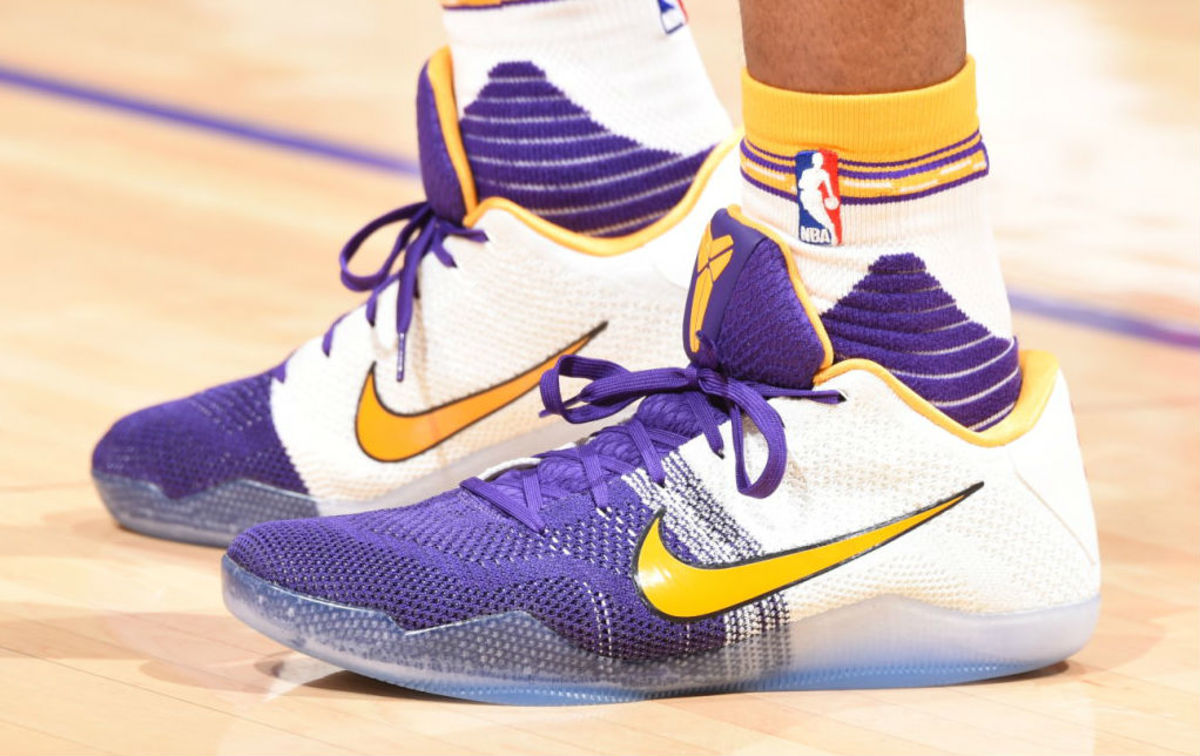 Nike Kobe 11 White/Purple-Yellow PE - Kobe Bryant's Nike Kobe 11 Player ...