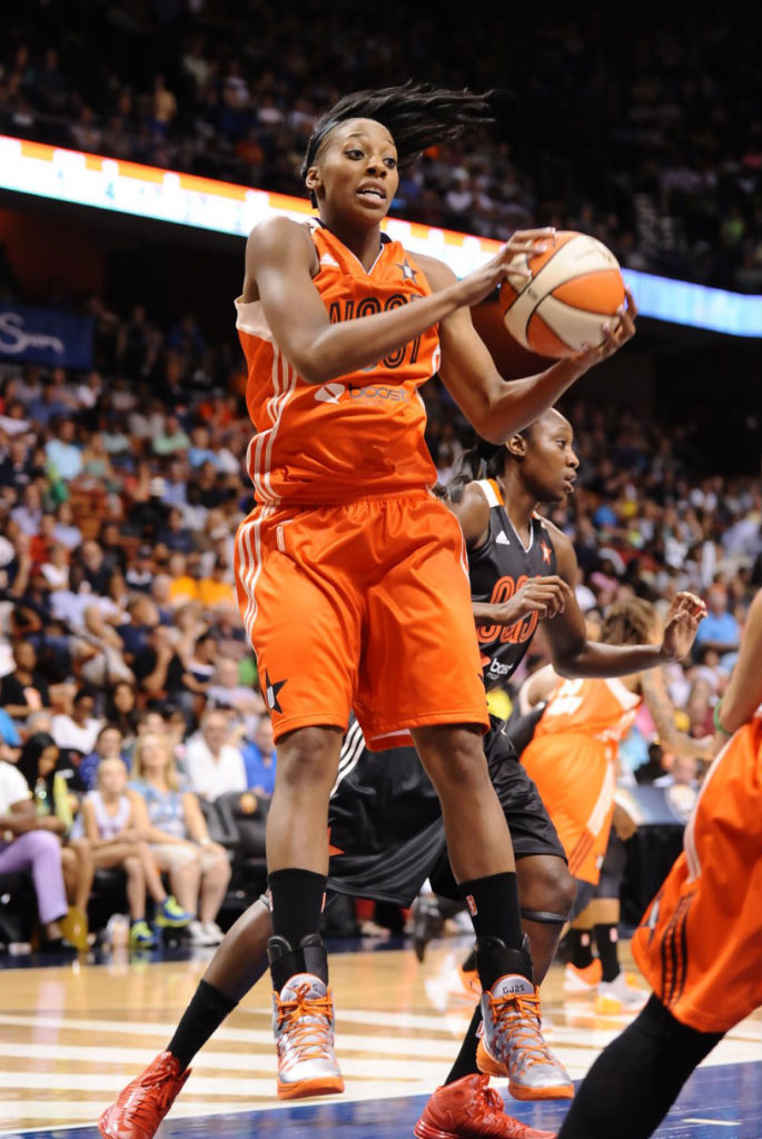 Glory Johnson wearing Nike Hyperdunk 2013 All-Star PE