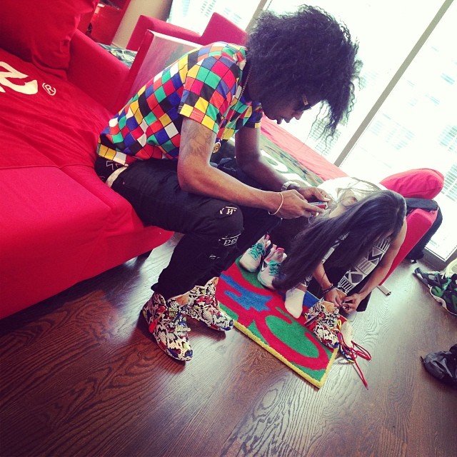 Trinidad James wearing Melody Ehsani x Reebok Pump Omni Lite