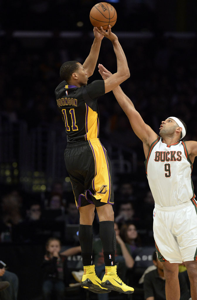 Wesley Johnson wearing Nike Kobe IX 9 Elite Bruce Lee PE (1)