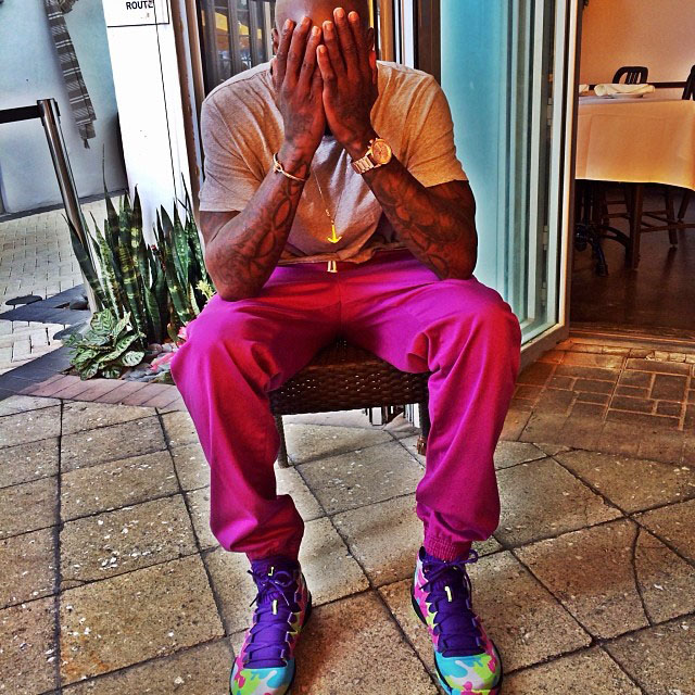 Chad Johnson wearing Air Jordan 28 SE Bel-Air