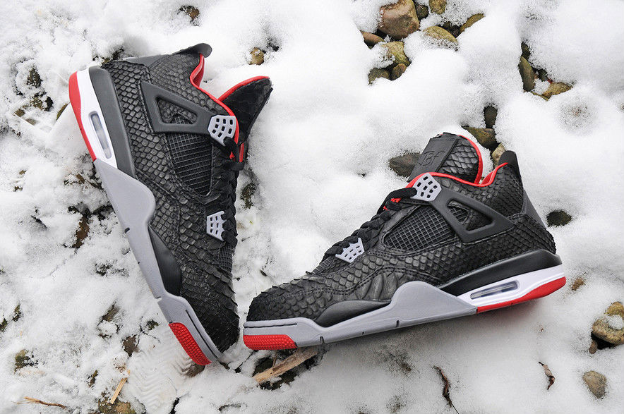 Air Jordan 4 Black/Red ?Python Custom