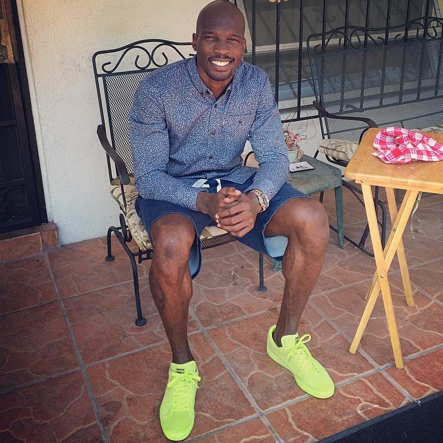 Chad Johnson wearing PUMA Suede Neon