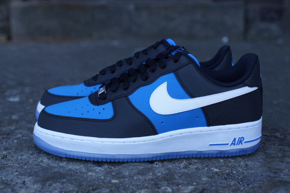 black and light blue air force 1