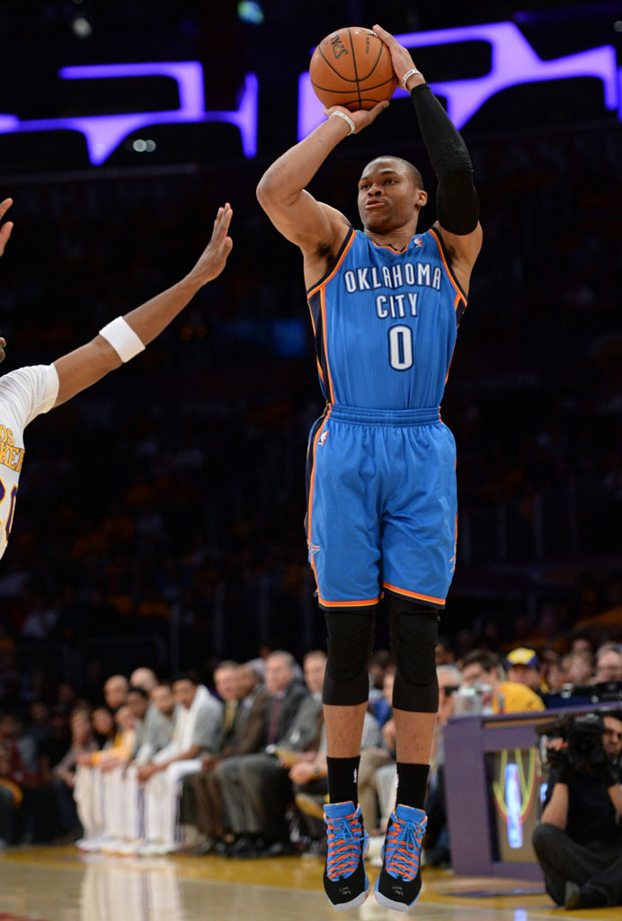 Russell Westbrook Wears 'OKC' Air Jordan 10 PE (6)