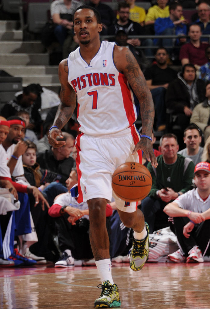 Brandon Jennings wearing Under Armour Anatomix Spawn Low BHM