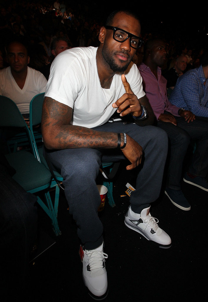 LeBron James wearing Air Jordan IV 4 Cement (1)