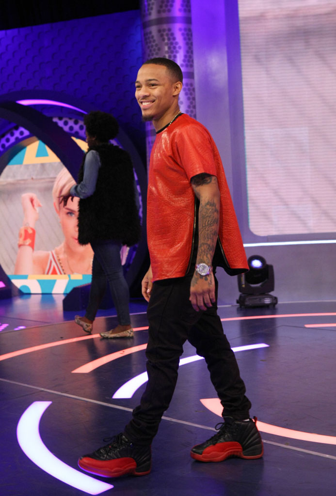 Bow Wow wearing Air Jordan 12 XII Black/Red