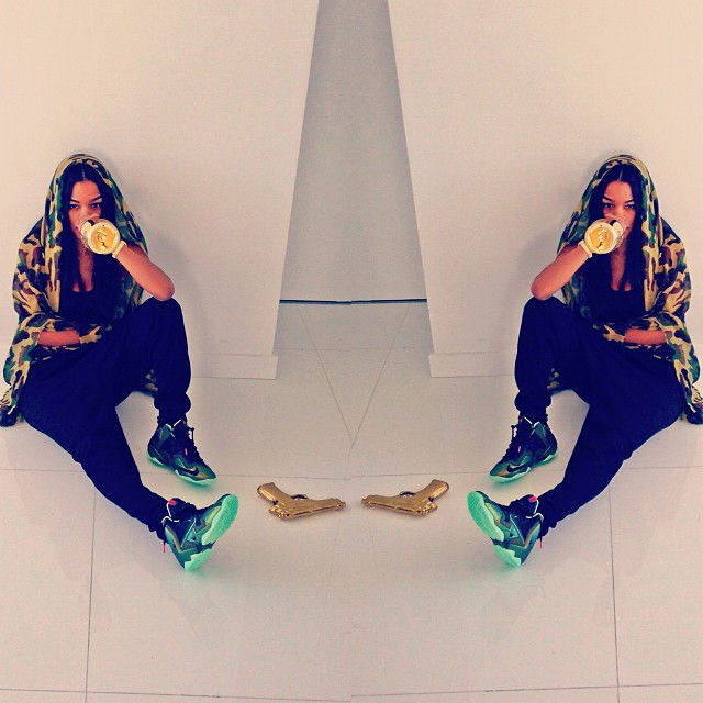 Teyana Taylor wearing Nike LeBron 11 XI King's Pride