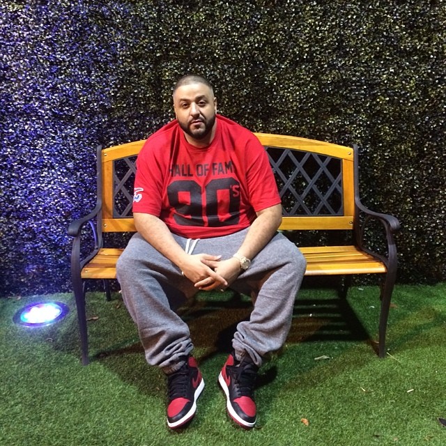 DJ Khaled wearing Air Jordan I 1 Bred