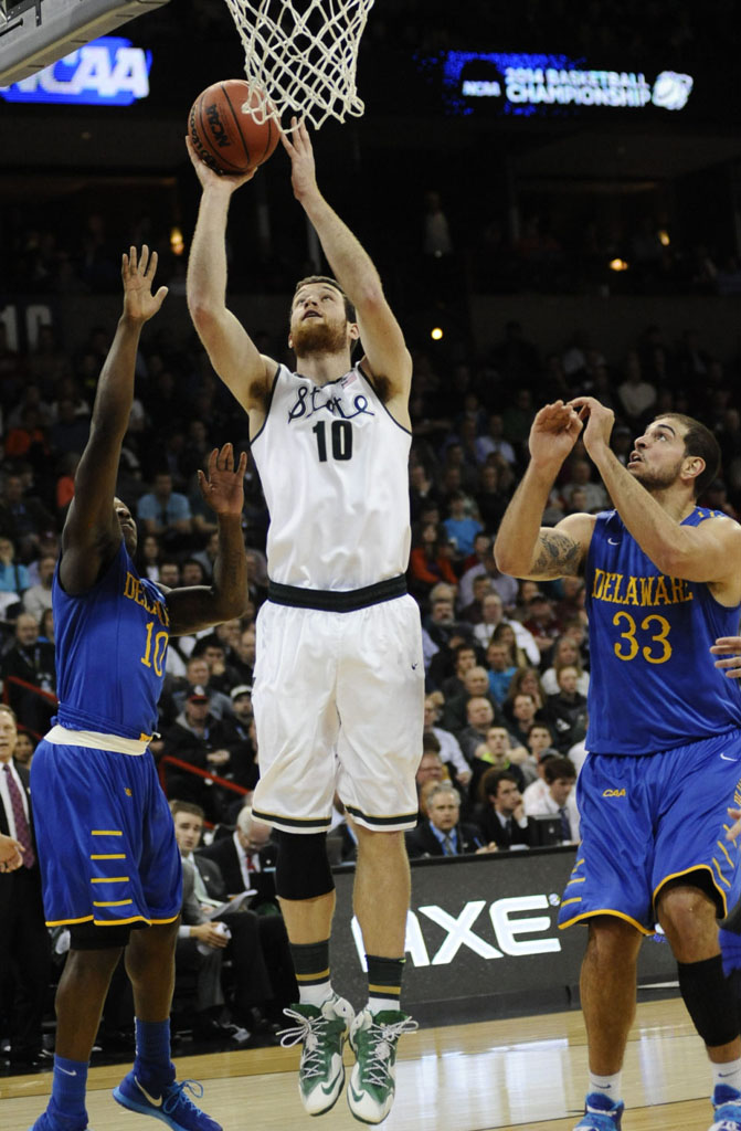 Matt Costello wearing Nike LeBron XI 11 Michigan State Spartans PE