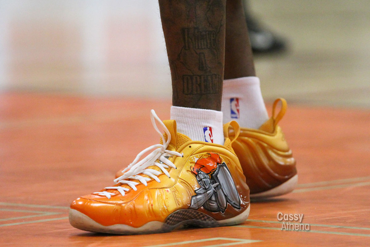 Glbert Arenas wears Custom Nike Air Foamposite One for Grant High Alumni Game (7)