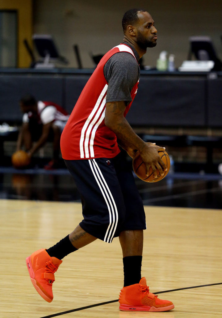 LeBron James wearing Nike Air Yeezy II 2 Red October (3)