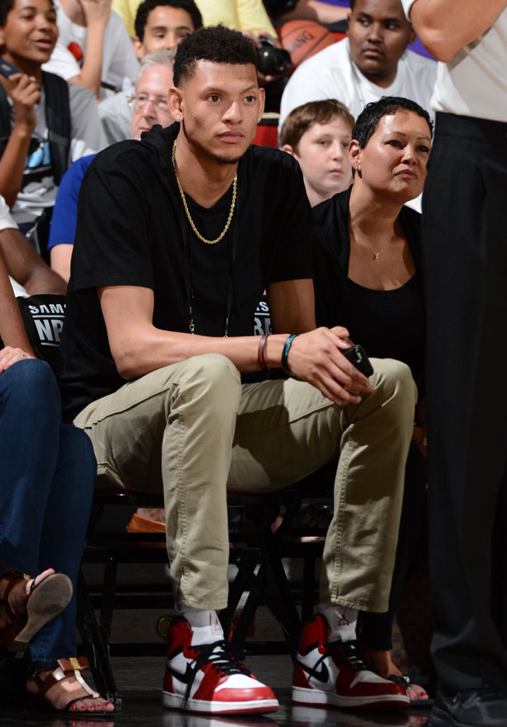 Isaiah Austin wearing Air Jordan I 1 Bulls