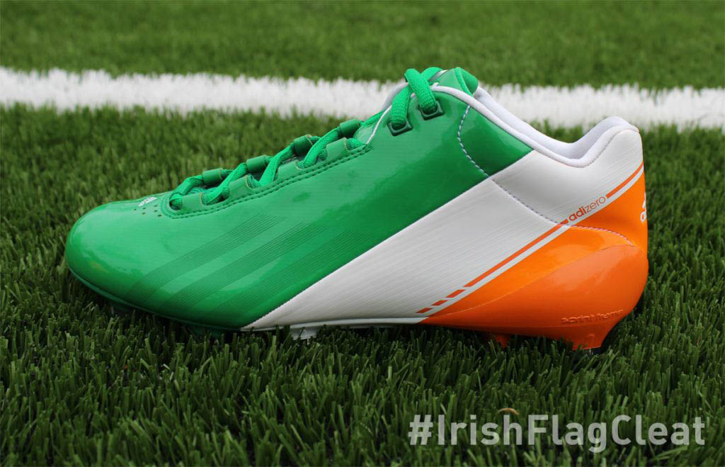 Notre Dame Fighting Irish adidas adiZero Smoke Mid Irish Flag Cleats (1)