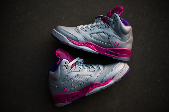 grey and pink jordan 5