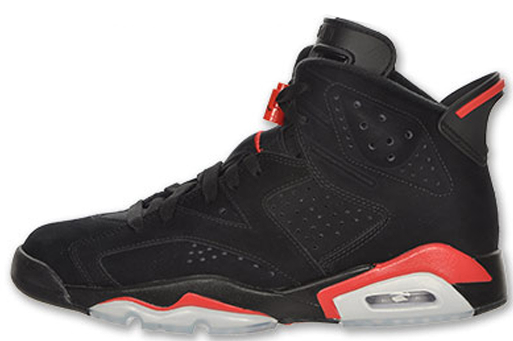 Air Jordan 6 Retro. Style Code: 384664-003. Colorway: Black/Black-Infrared  Release Date: 06/19/2010
