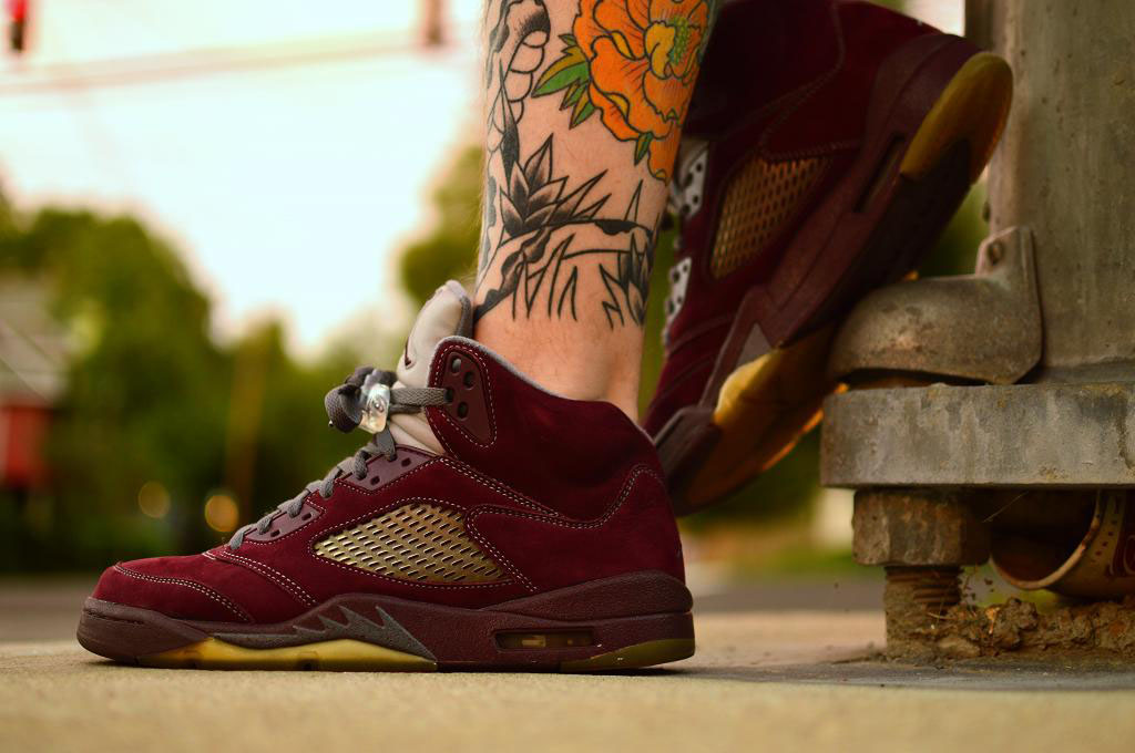 burgundy jordan 5