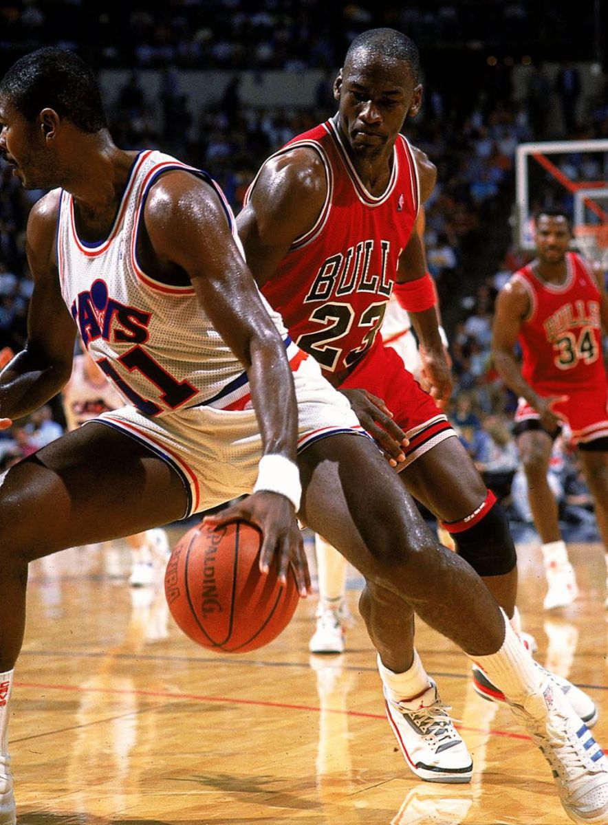 fire red 3s on feet