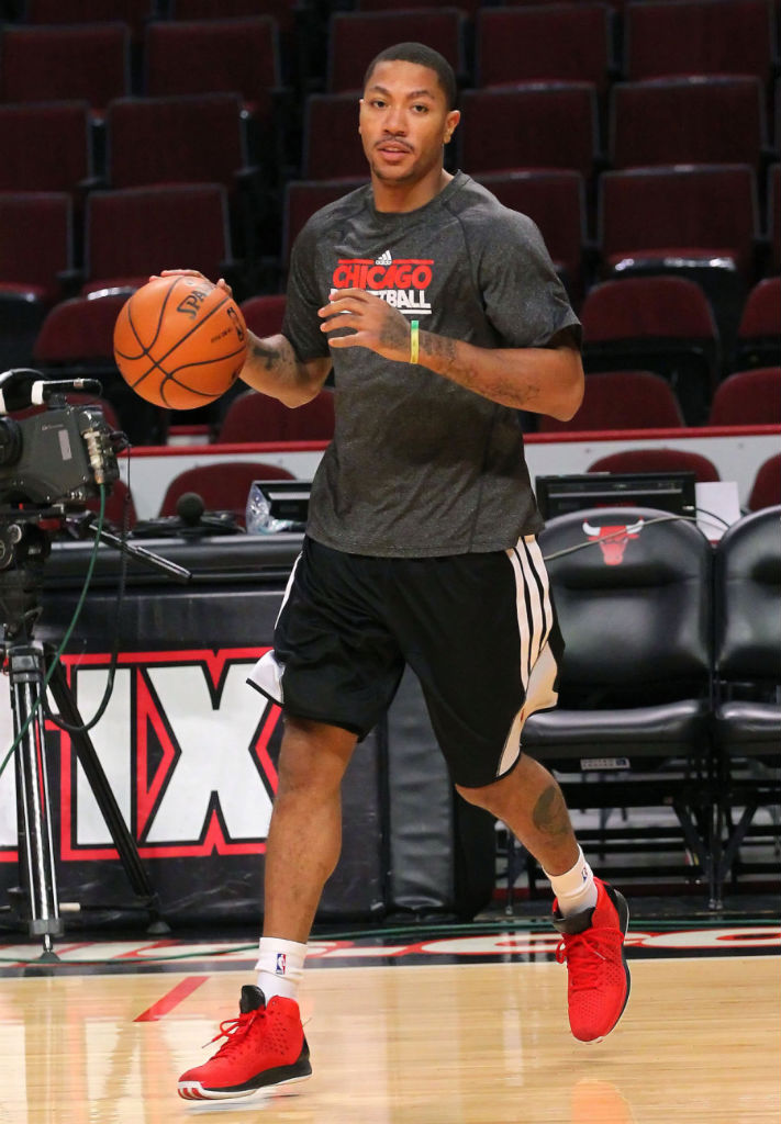 Derrick Rose wearing adidas Rose 3 Brenda