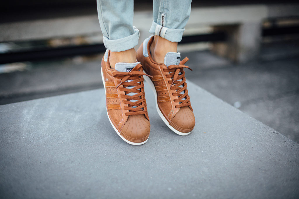 adidas superstar brown leather