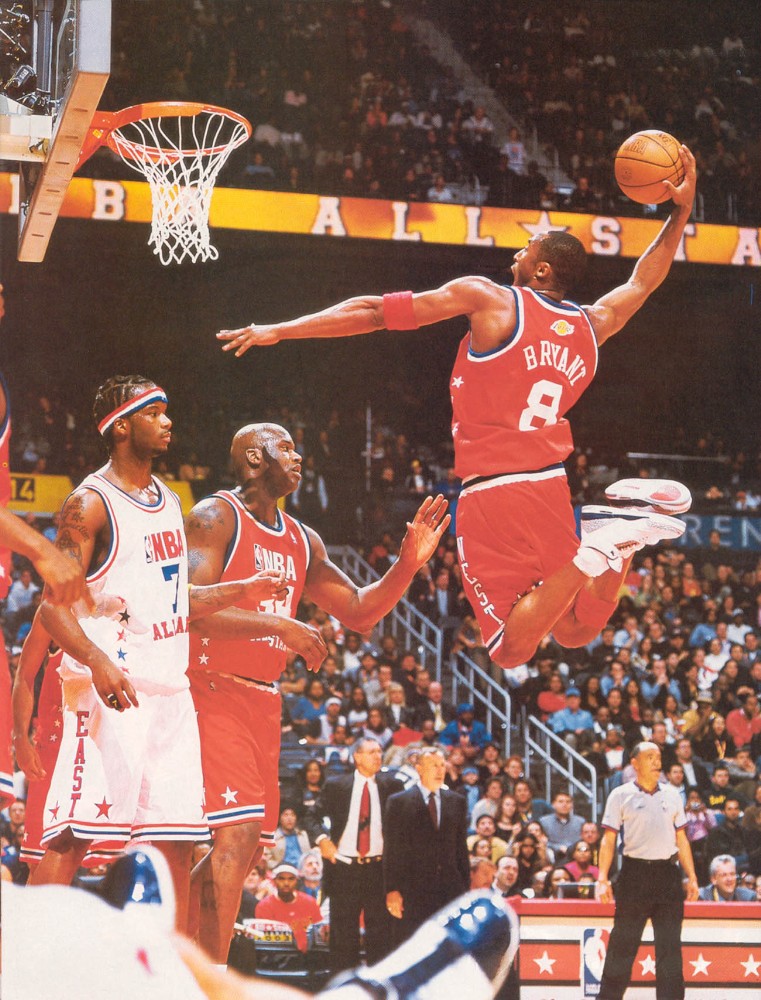 Kobe Bryant wearing the True Blue Air Jordan Retro 3