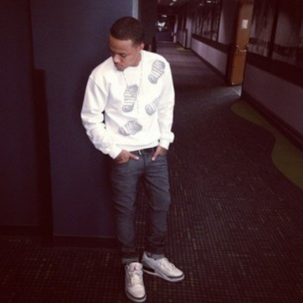 Bow Wow wearing Air Jordan 3 Retro Cement