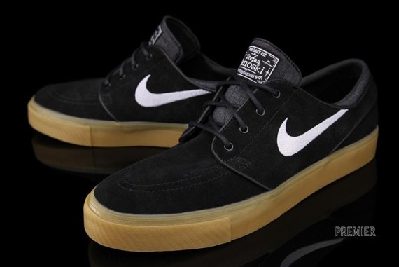 nike sb stefan janoski black white gum