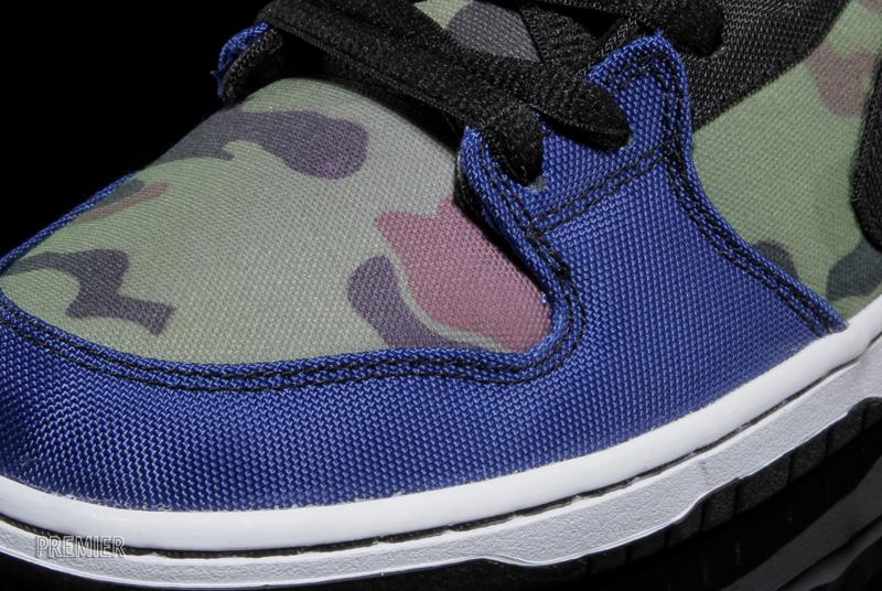 Made for Skate x Nike Dunk Mid Pro in Old Royal and Camo detail