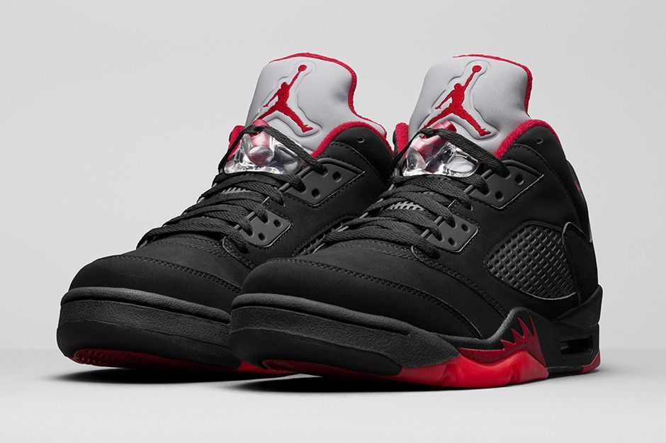 jordan 5 low black and red