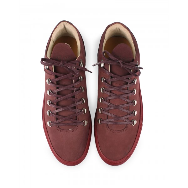 filling pieces amsterdam mountain cut trainer in burgundy nubuck