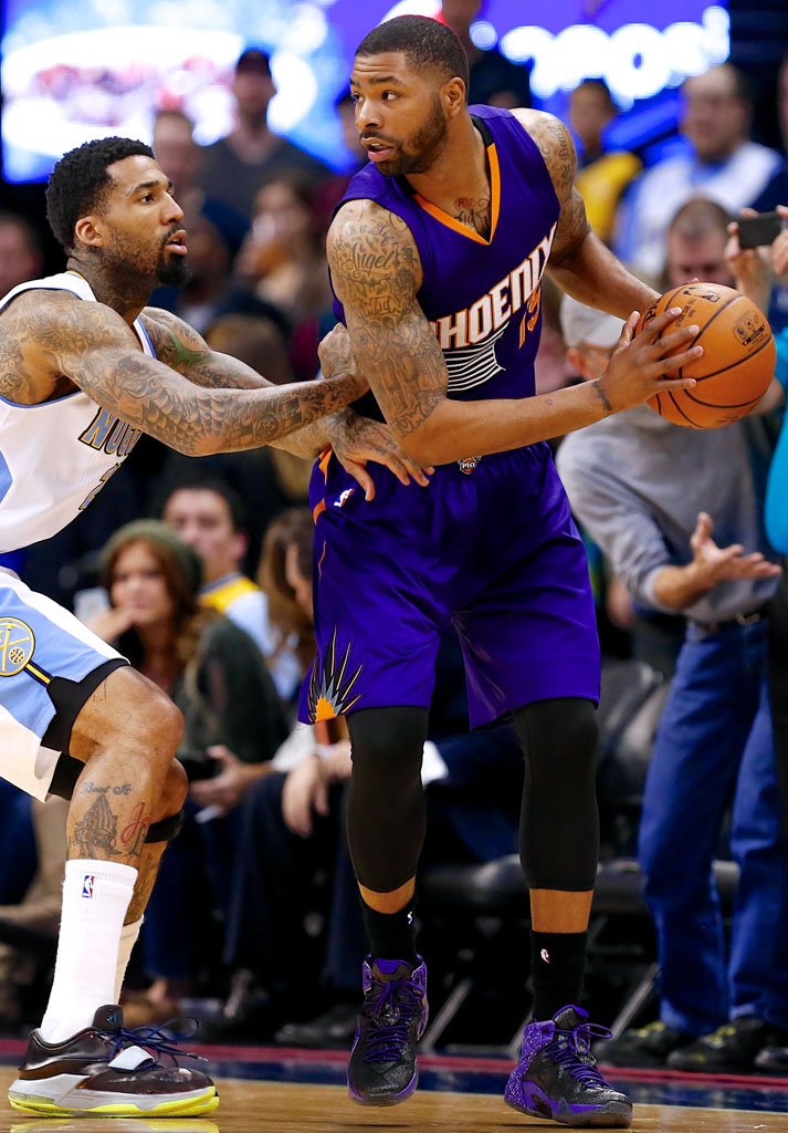 Marcus Morris wearing Black/Purple Nike LeBron XII 12 (1)