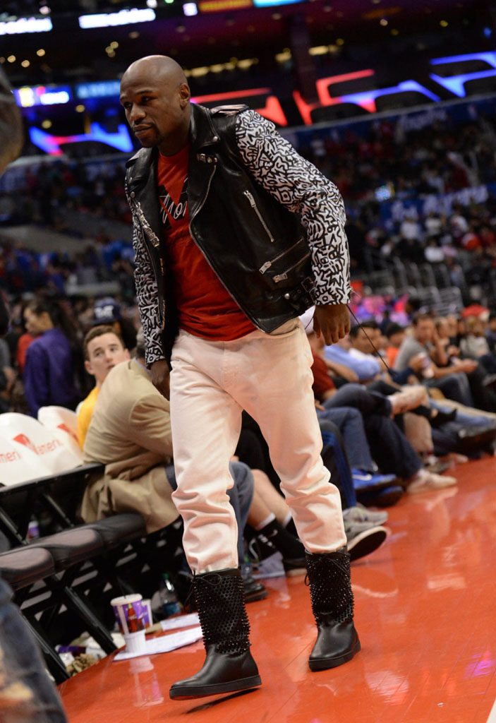 Floyd Mayweather wearing Christian Louboutin Spike Naza Boots