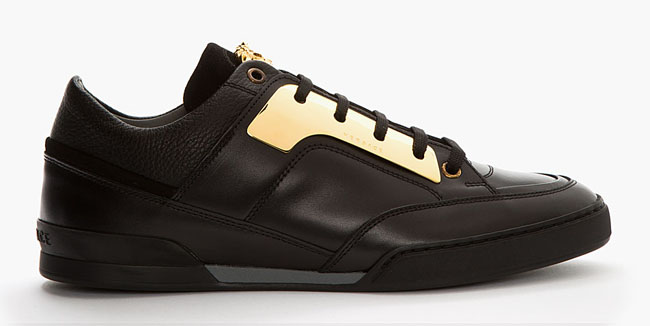 Versace Black Leather and Gold Plated Sneakers | Sole Collector