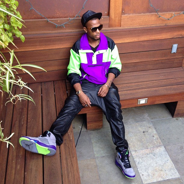 B.o.B. wearing Air Jordan 5 V Retro Bel-Air