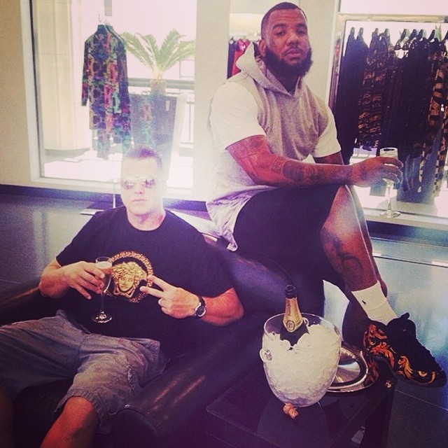 The Game wearing Supreme x Nike Air Foamposite One Black