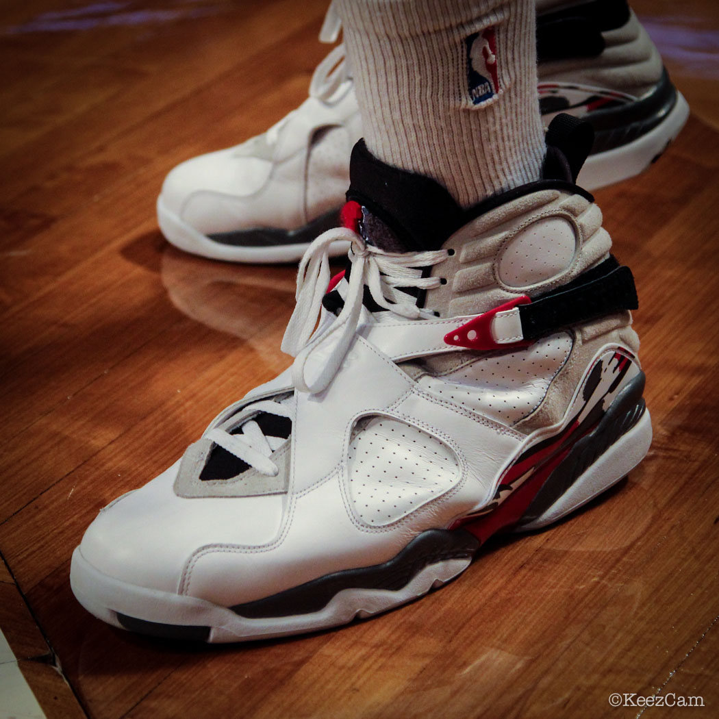 SoleWatch // Up Close At Barclays for Nets vs Lakers - Joe Johnson wearing Air Jordan 8 Retro Bugs