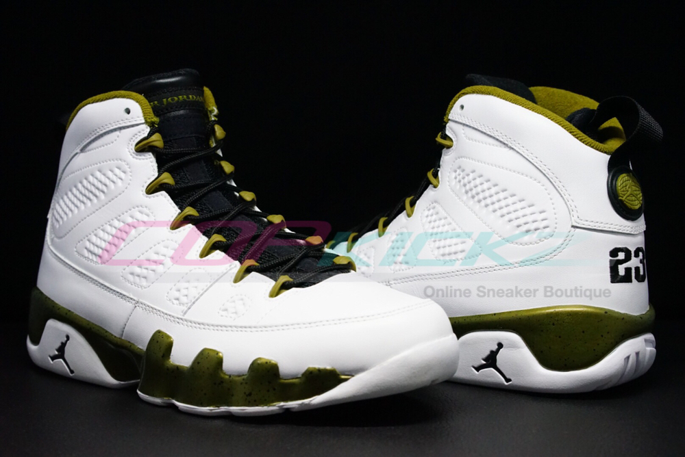 green and white jordan 9