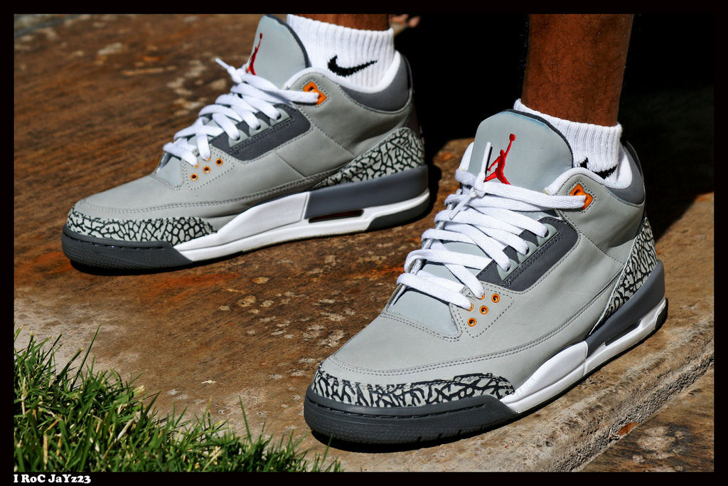 jordan 3 cool grey on feet