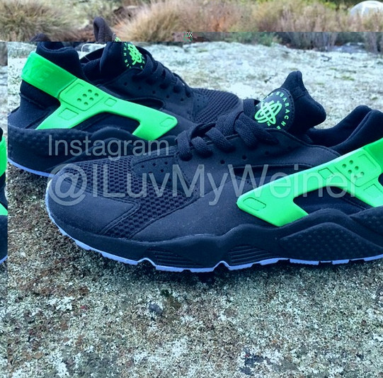 Nike huarache store green and black