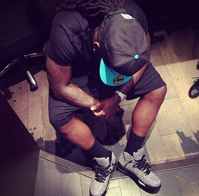 Ace Hood wearing Air Jordan 3Lab5 Cement