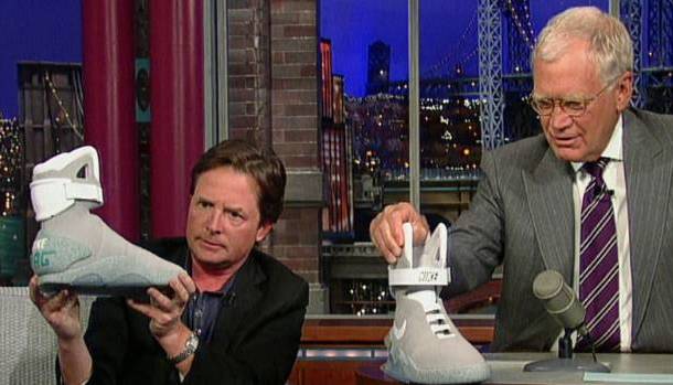 Preview: Michael J. Fox Shows Back to the Future Nike MAG Shoes to David  Letterman On Late Show | Sole Collector