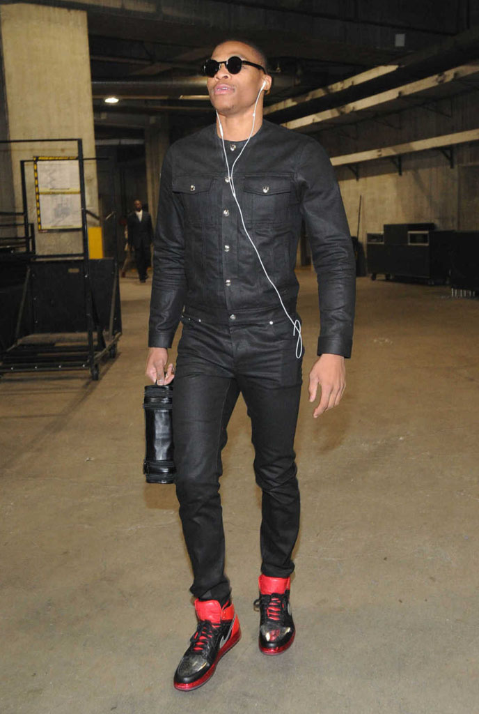 Russell Westbrook wearing Air Jordan 1 I Retro Legends of the Summer