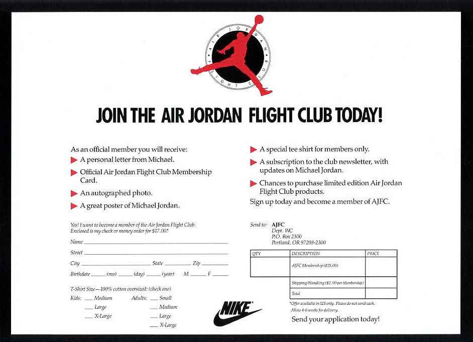 1991 Air Jordan Flight Club Calendar 