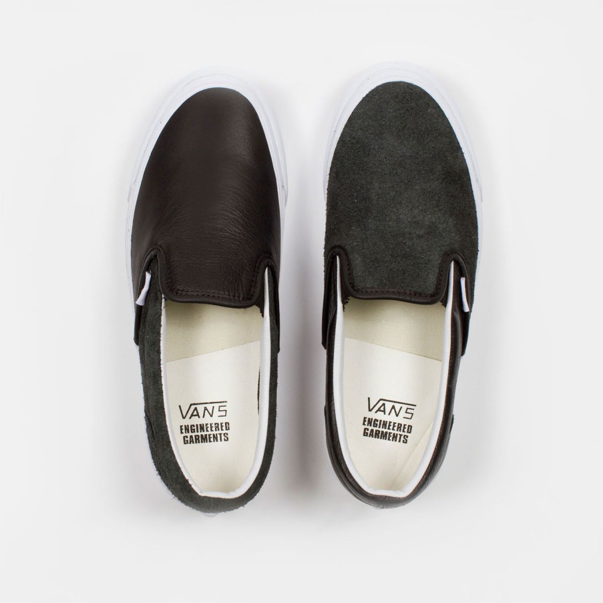 engineered garments x vault by vans og classic slip-on lx lthr black